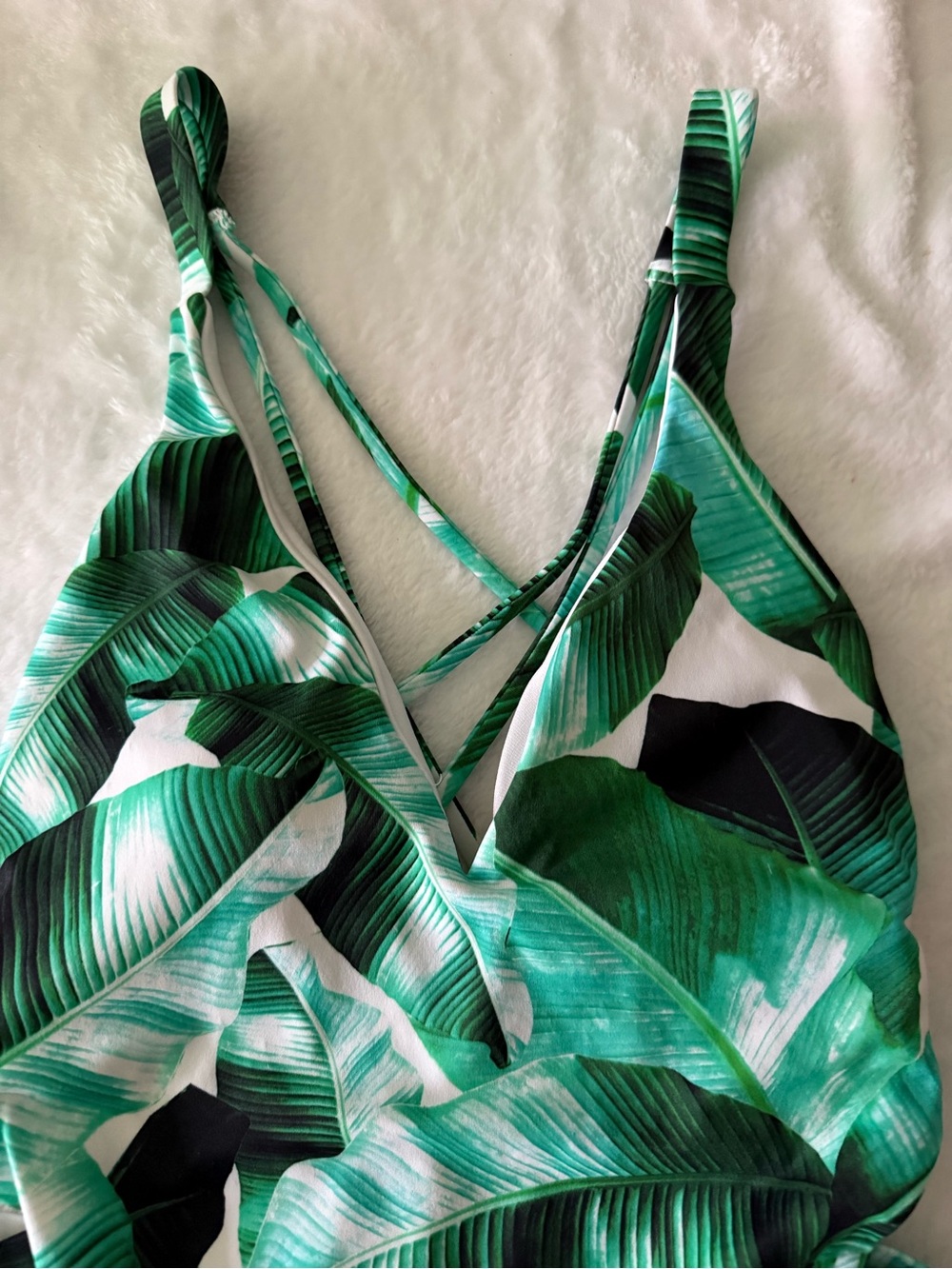 LA Hearts By PACSUN Green Leaf White Side Cut Outs One Piece Swimsuit XS - Picture 6 of 11